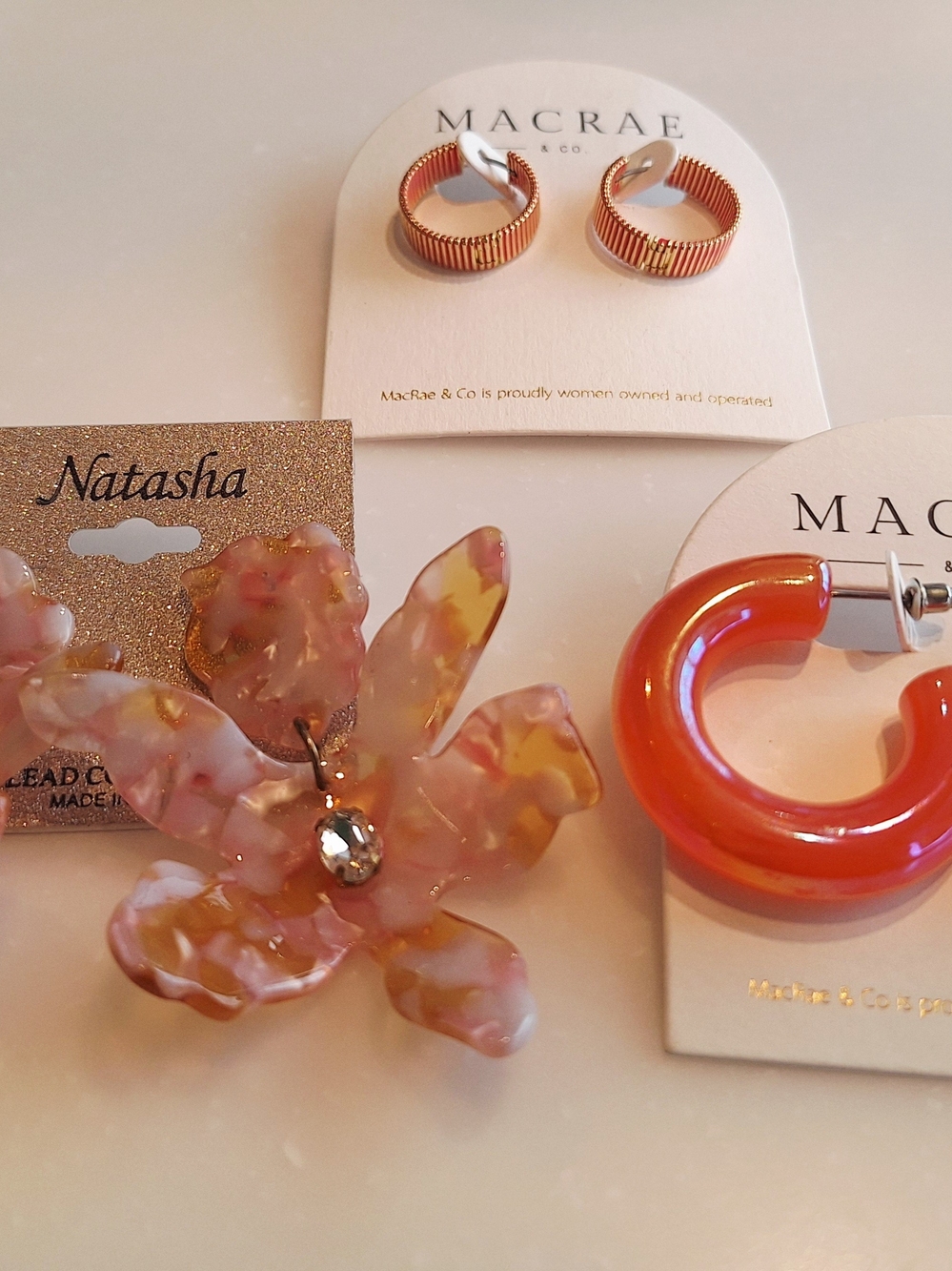 NWT Statement Earring Bundle: MacRae & Co. & Natasha Resin Hoops & Florals